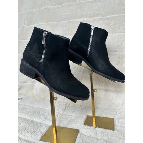 Lucky Brand Baelee Boot 6.5M Suede Leather Stack Heel Biker Festival Ankle Boot - Picture 1 of 6